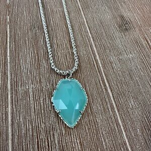Elegant Silver Necklace with Aqua Pendant